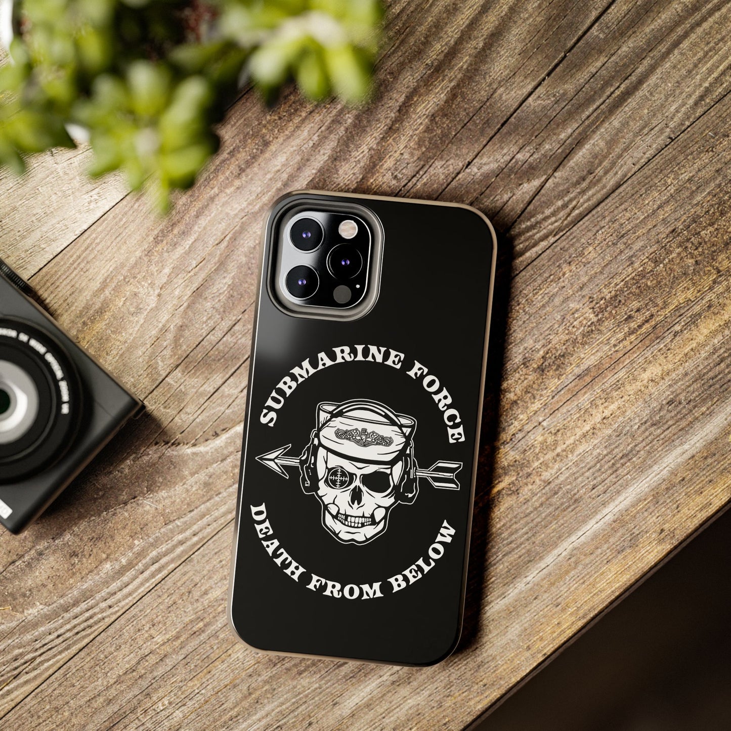 United States Submarine Force Silent Service Death From Below Submarine Sailor Skull Tough Black iPhone Case