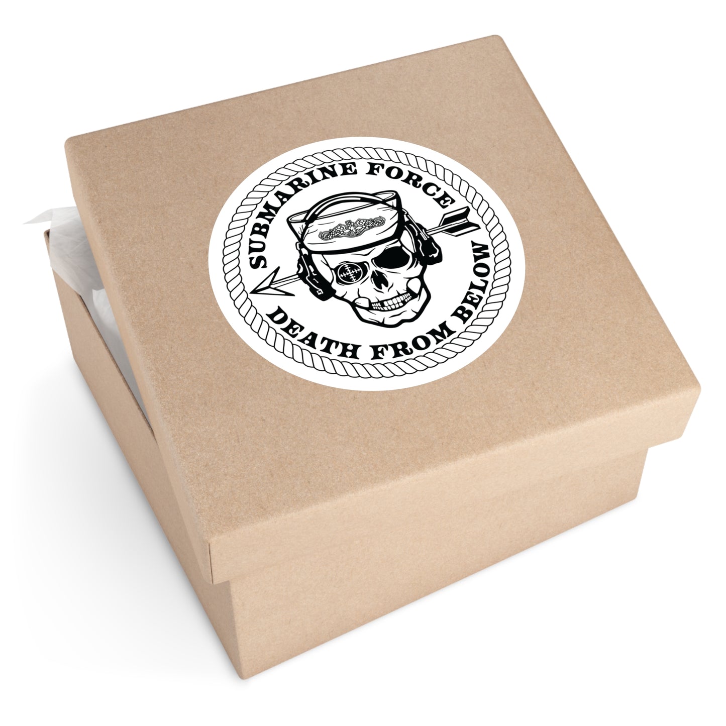 United States Submarine Force Silent Service Death From Below Submarine Sailor Skull Round Stickers, Indoor\Outdoor