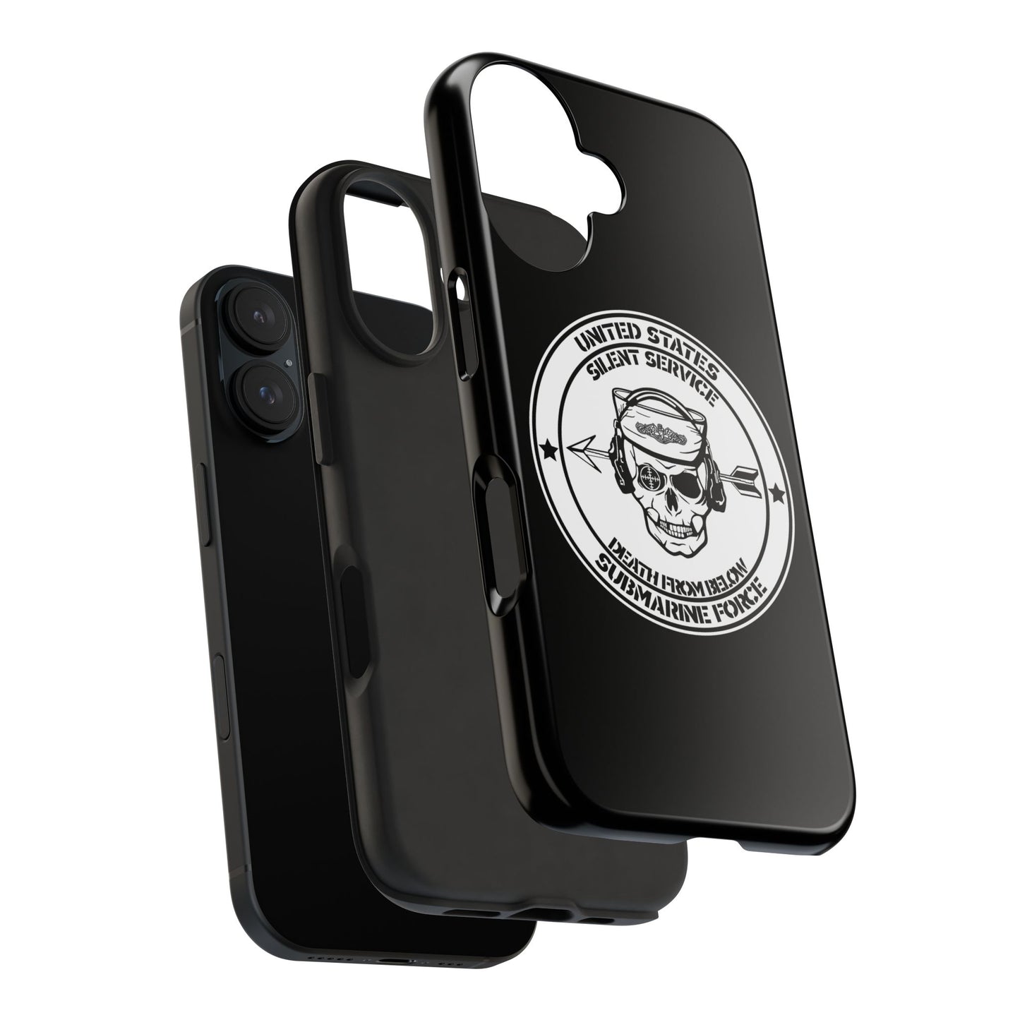 U.S. Submarine Force Silent Service Death From Below Sailor Skull Tough Black iPhone Case