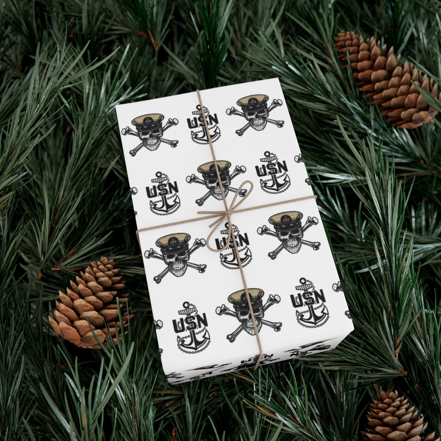 United States Navy Chief Skull & Crossbones with CPO Anchors White Gift Wrap Papers