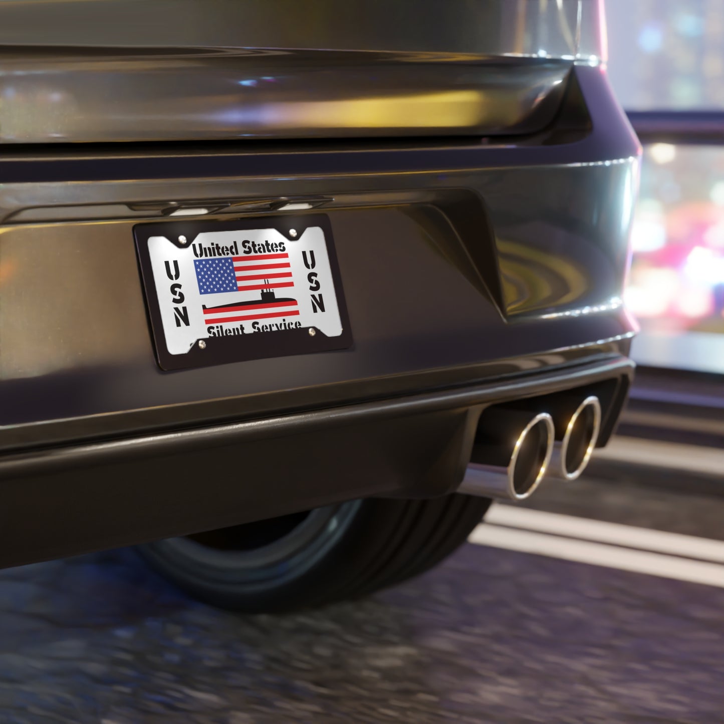 United States Navy Silent Service Submarine Flag Vanity License Plate