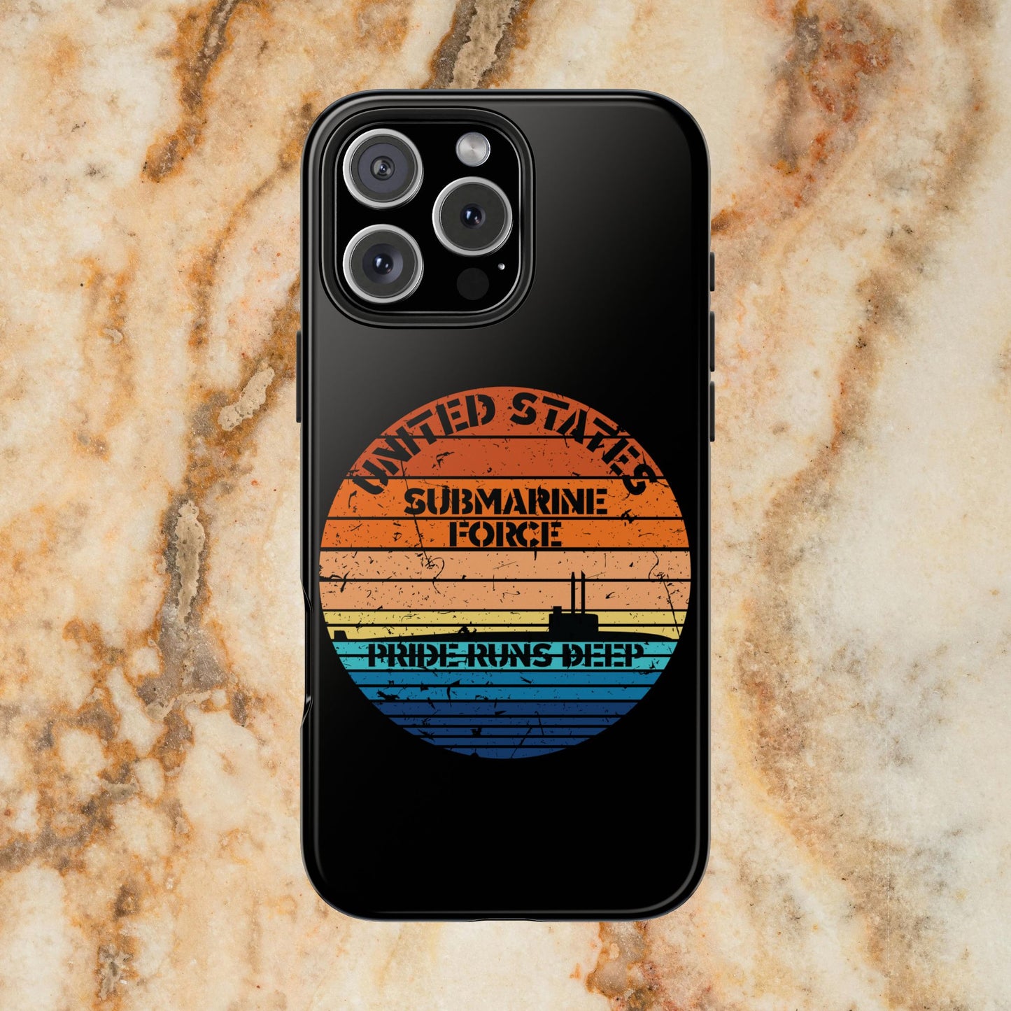 Sunset United States Submarine Force Pride Runs Deep Distressed Tough iPhone Case