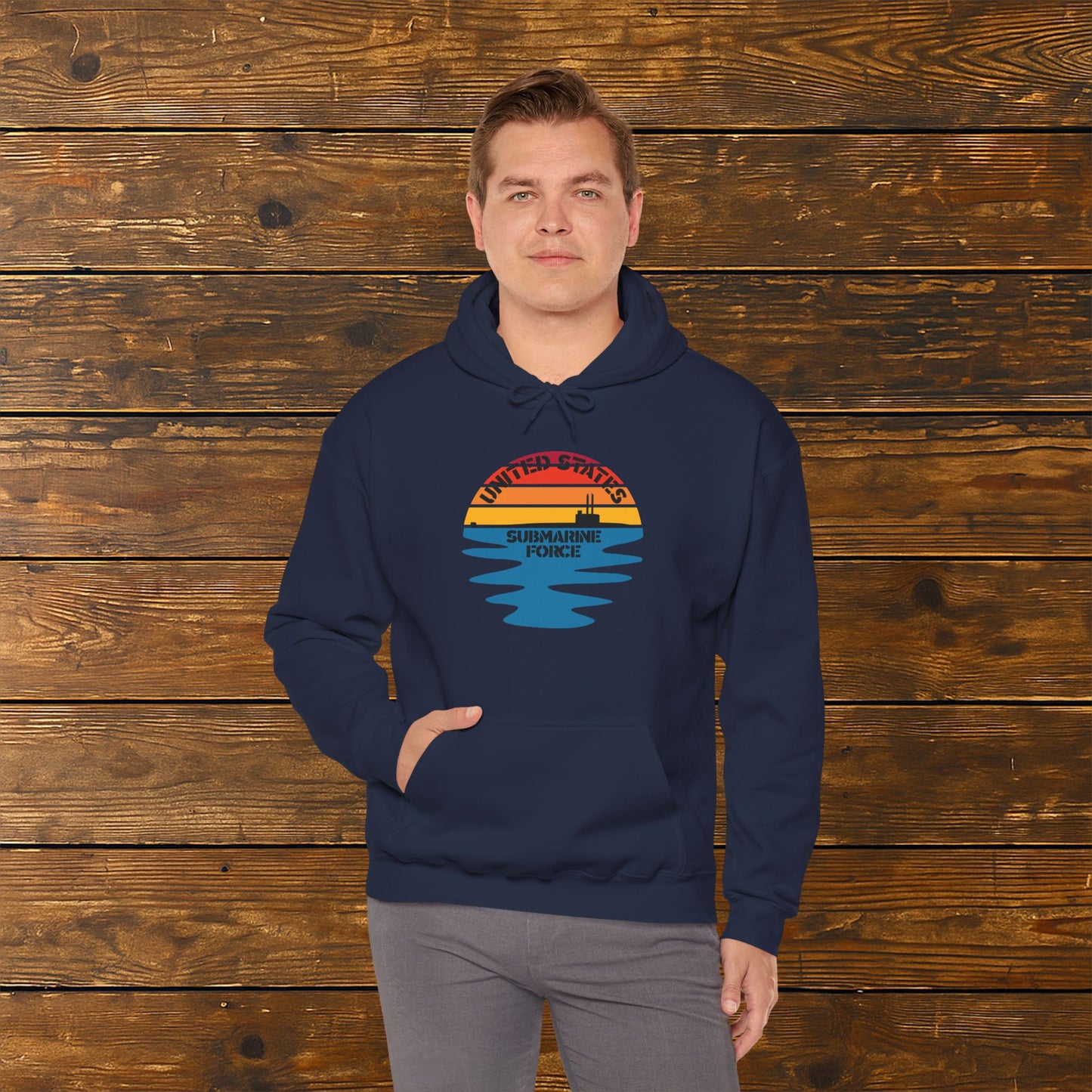 Sunset United States Submarine Force Half Vintage Unisex Heavy Blend™ Hooded Sweatshirt