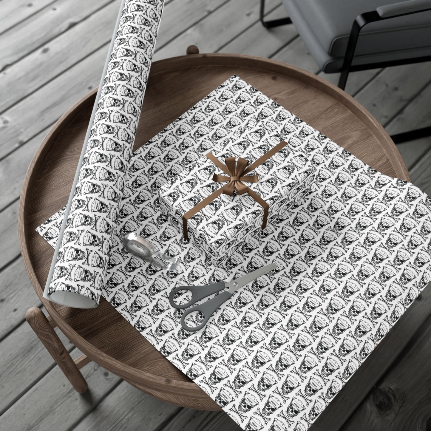 US Navy Submarine Force Skull & Crossbones Sailor White Gift Wrap Papers