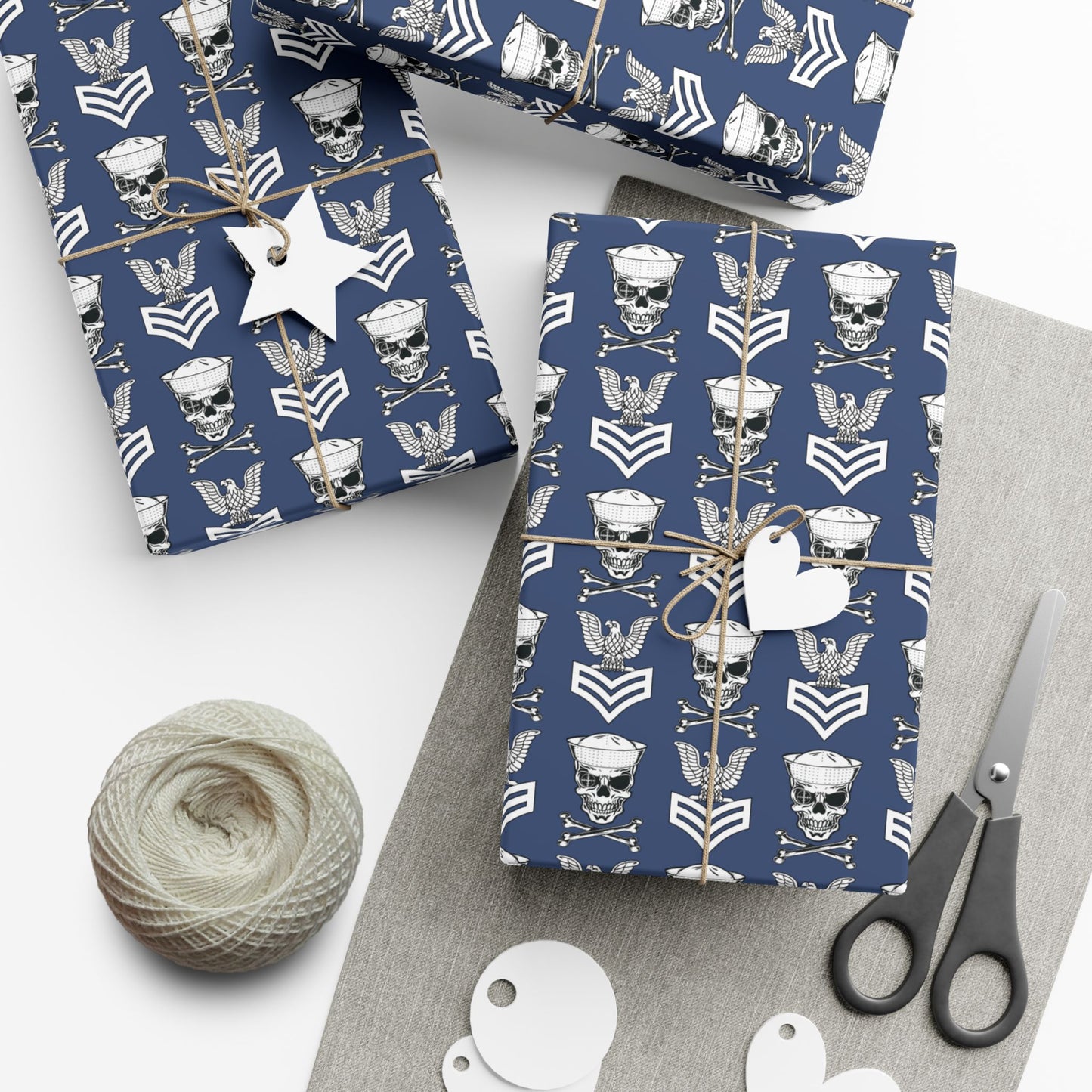 United States Navy FCPO Skull Crossbones First Class Sailor with Dixie Cup Blue Gift Wrap Papers