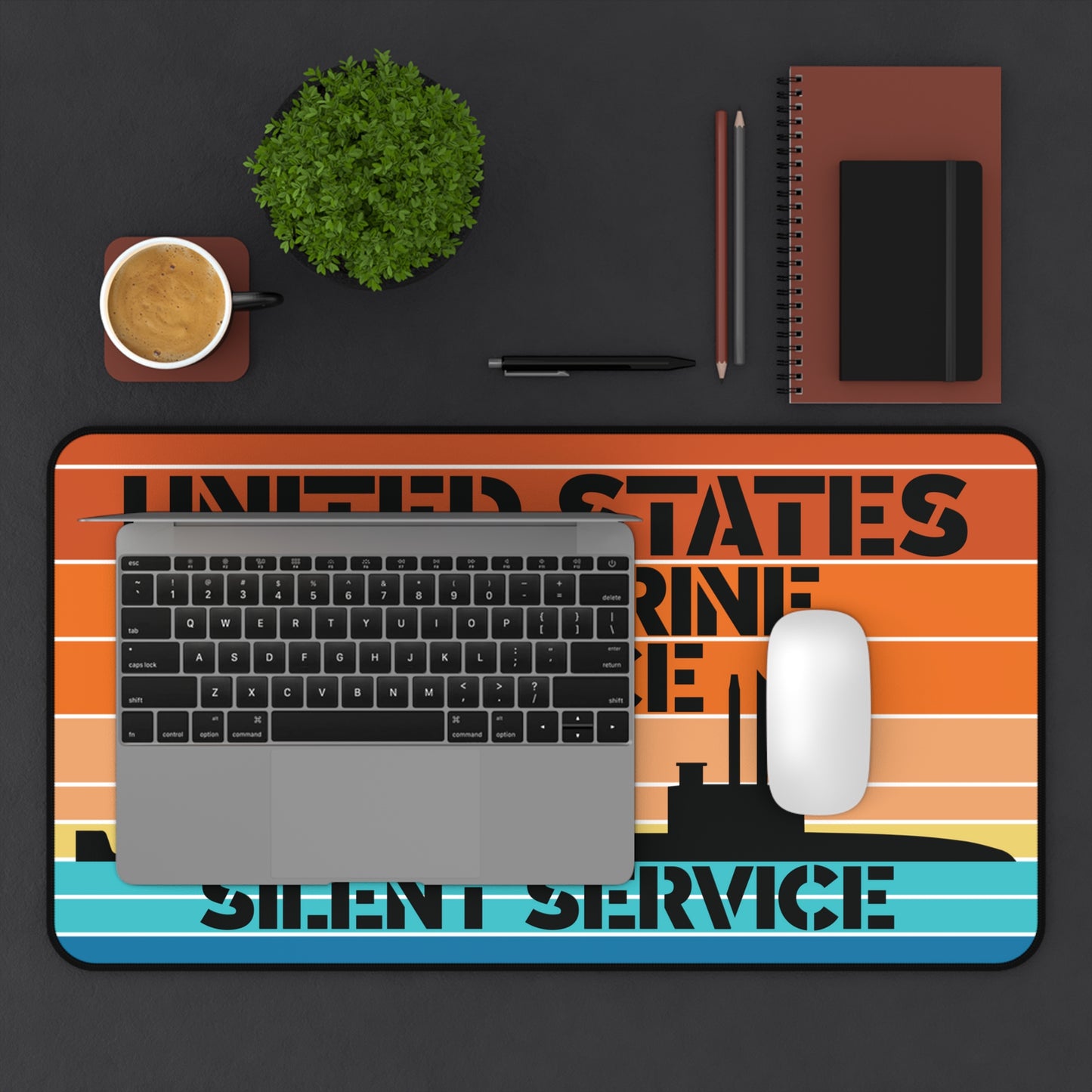Sunset United States Submarine Force Silent Service Retro Vintage Desk Mat