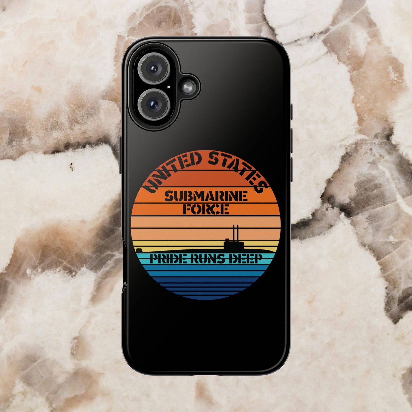 Sunset United States Submarine Force Pride Runs Deep Black Tough iPhone Case