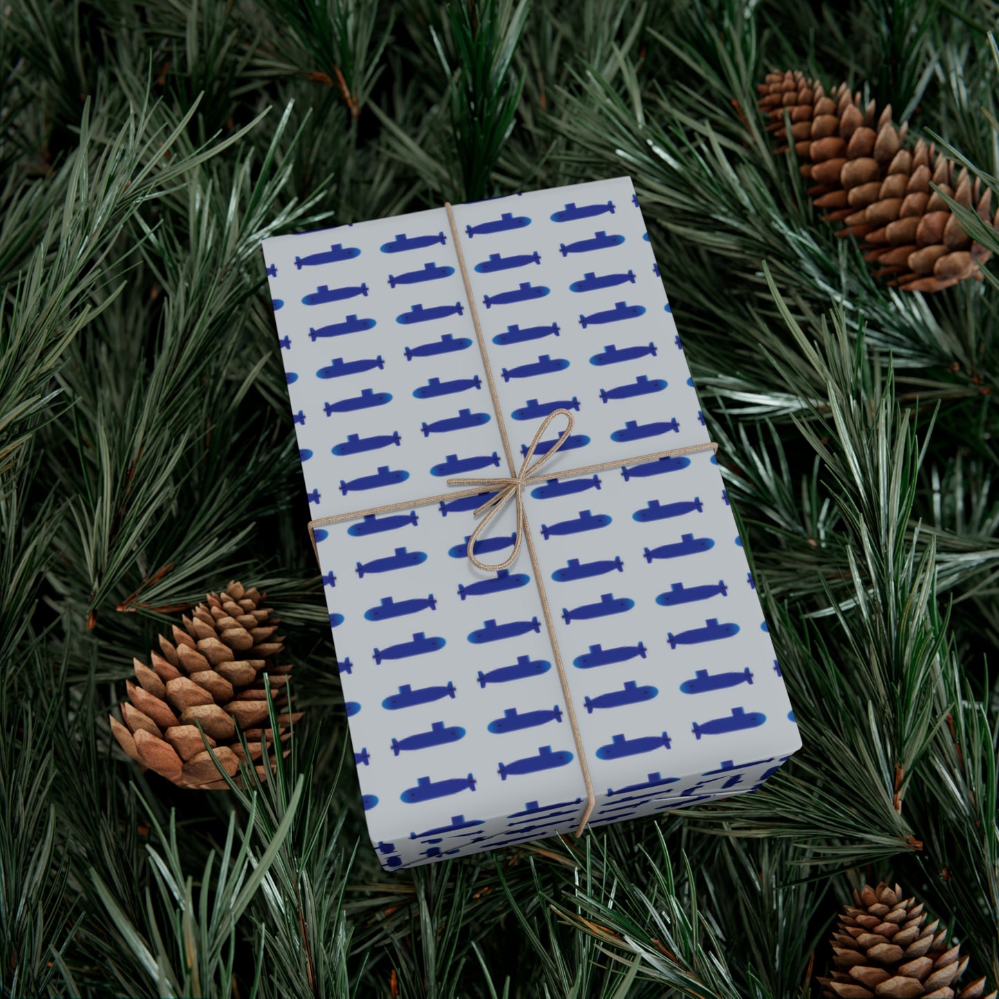 United States Navy Submarine Force Silent Service Blue Mini Submarines Gray Gift Wrap Papers