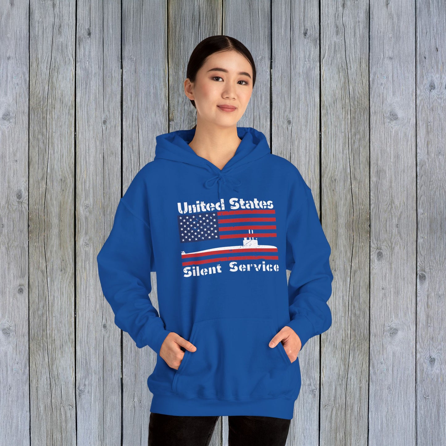 United States Submarine Silent Service Distressed USA Flag Unisex Heavy Blend™ Hooded Sweatshirt