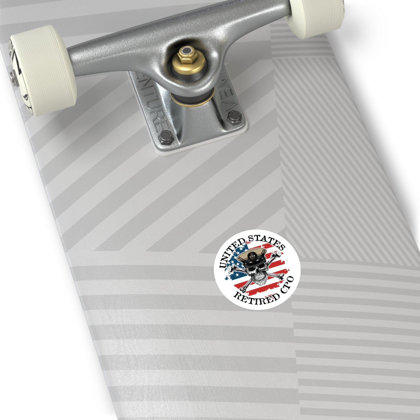 United States Retired CPO Skull Crossbones Chief Petty Officer with Distressed American Flag Round Sticker