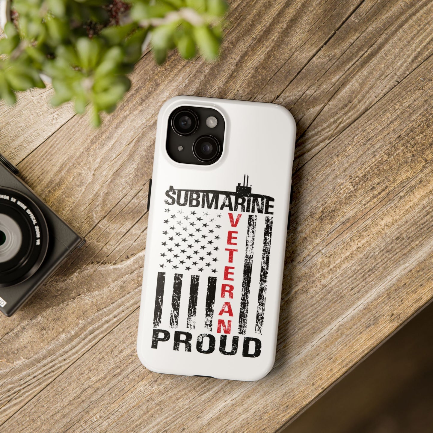 Submarine Veteran Proud Distressed White Flag White Tough iPhone Case