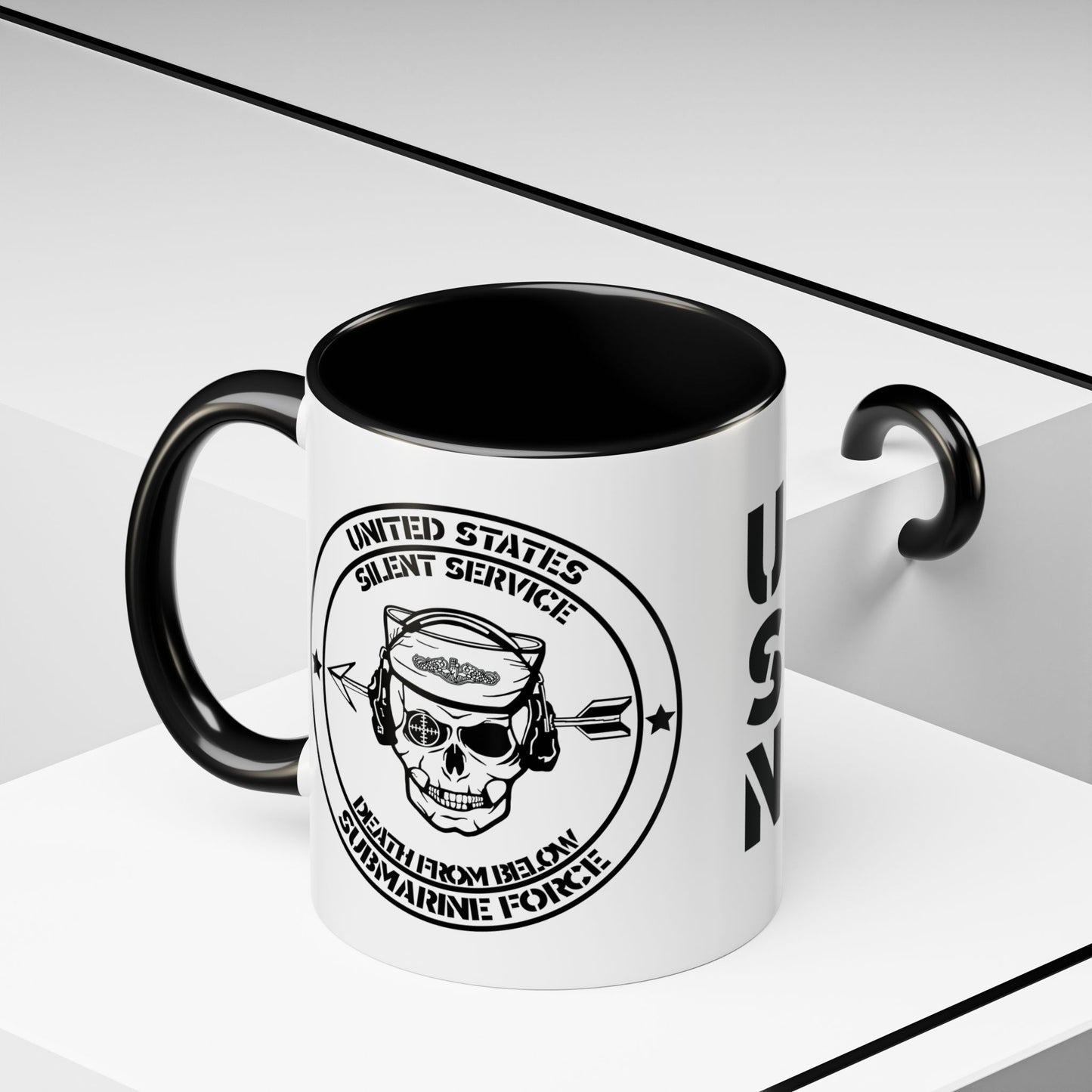 US Navy Submarine Force Silent Service Death From Below Sailor Skull Accent Coffee Mug