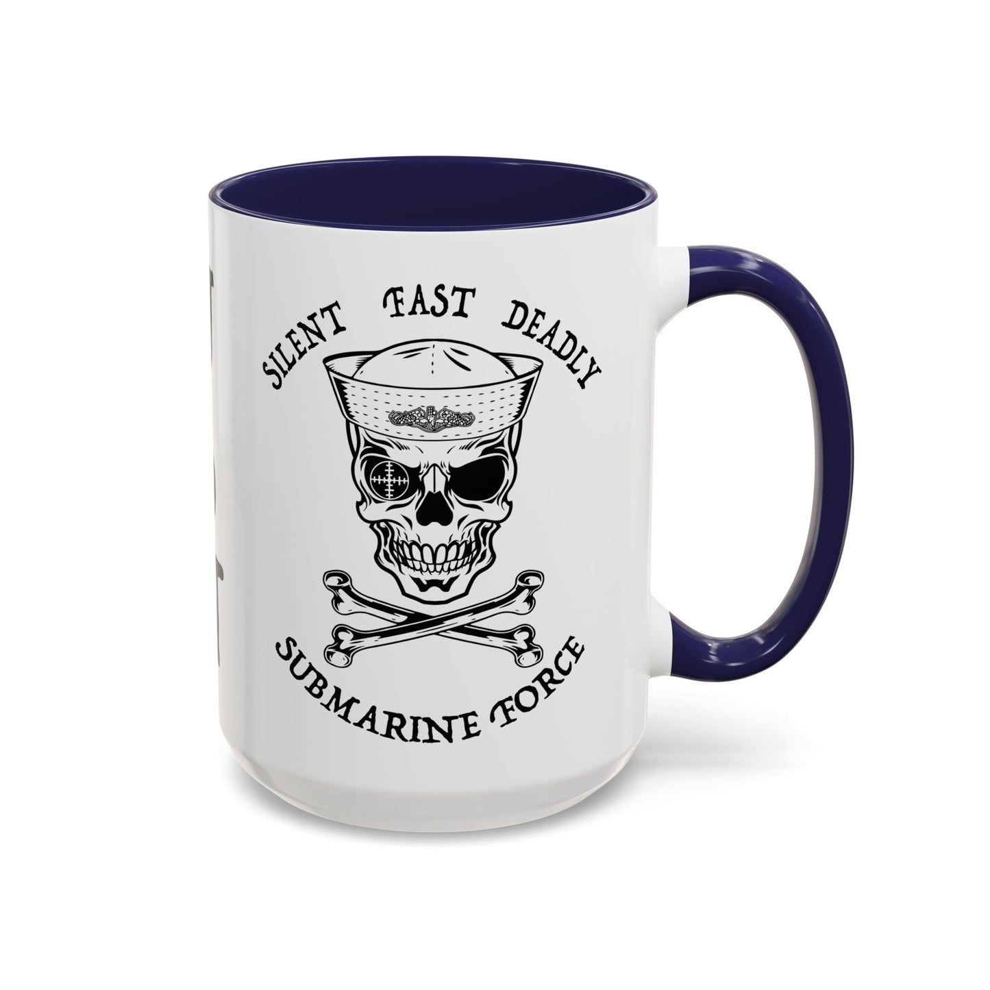 USN Submarine Force Silent Fast Deadly Skull & Crossbones Sailor Accent Coffee Mugs