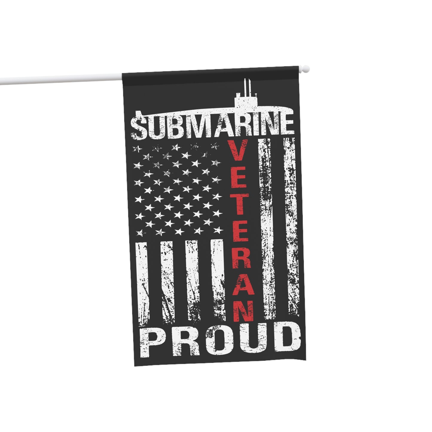 Navy Submarine Veteran Proud Distressed White United States of America Flag House Banner