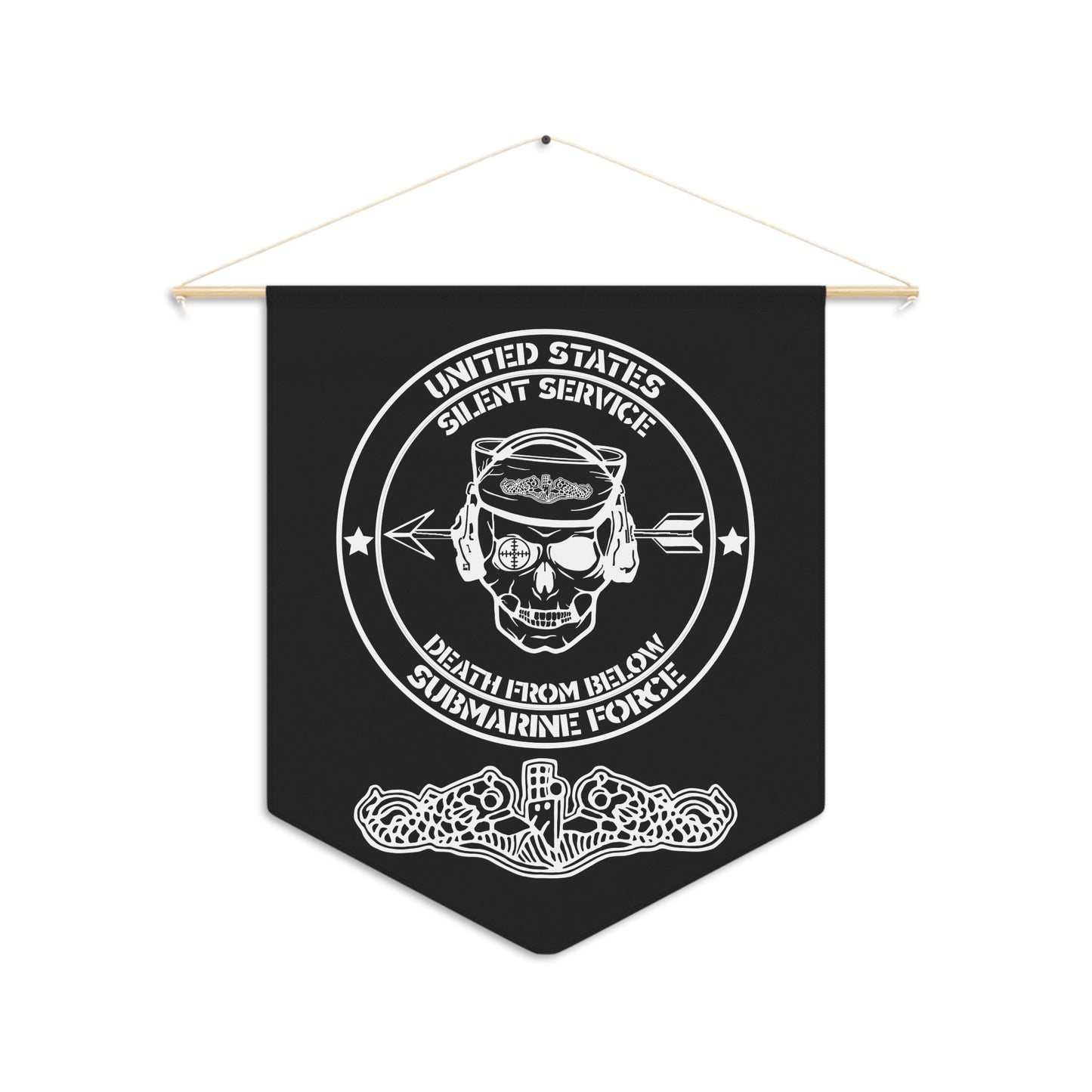 US Navy Submarine Force Silent Service Death From Below with Dolphins on Black Pennant
