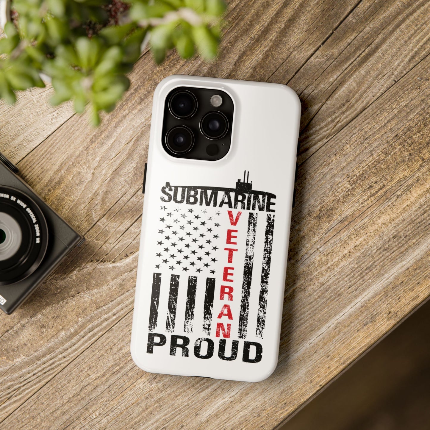 Submarine Veteran Proud Distressed White Flag White Tough iPhone Case