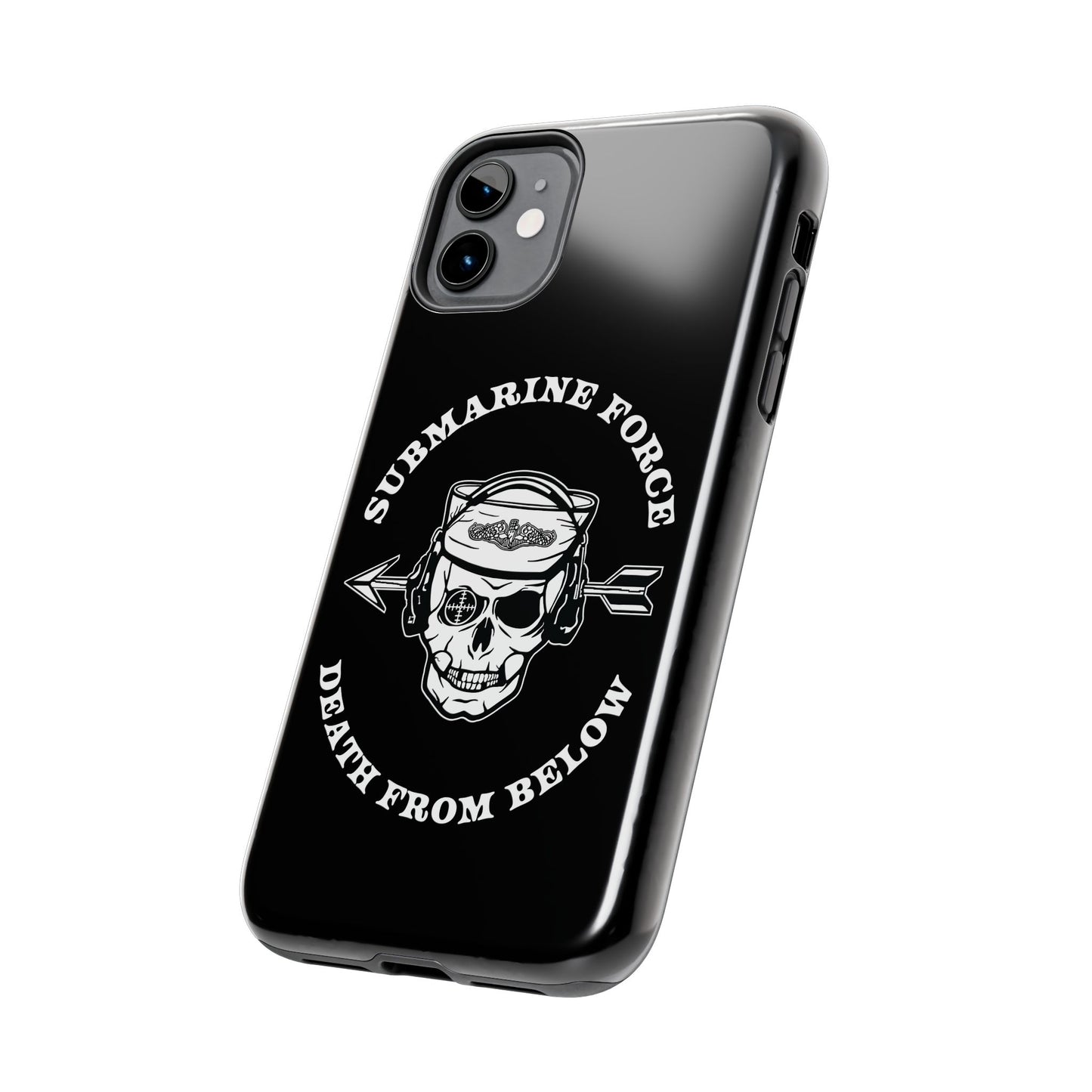 United States Submarine Force Silent Service Death From Below Submarine Sailor Skull Tough Black iPhone Case