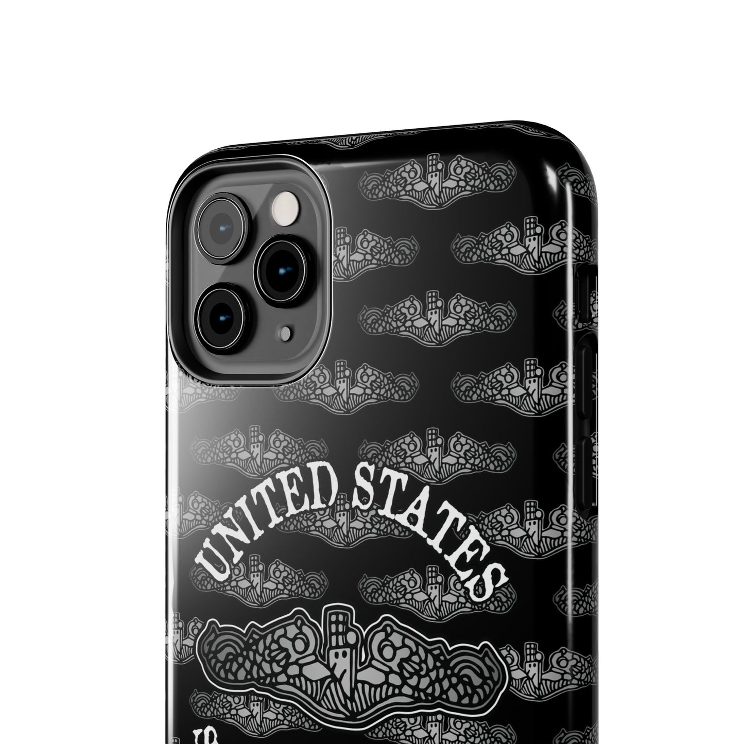 United States Submarine Force Silver Dolphins and Mini's on Black Tough iPhone Case