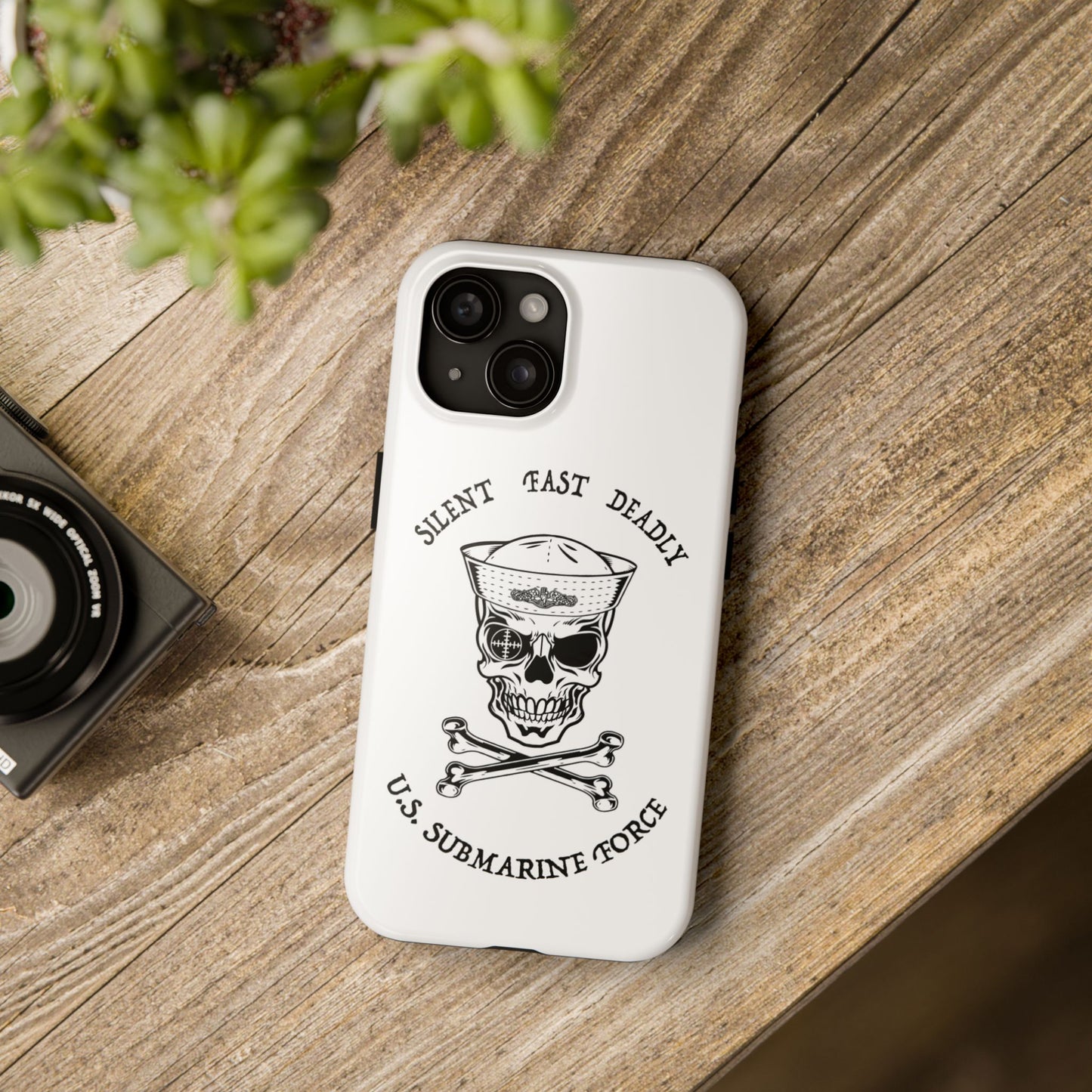 U.S. Submarine Force Skull & Crossbones Sailor with Dolphins White Tough iPhone Case