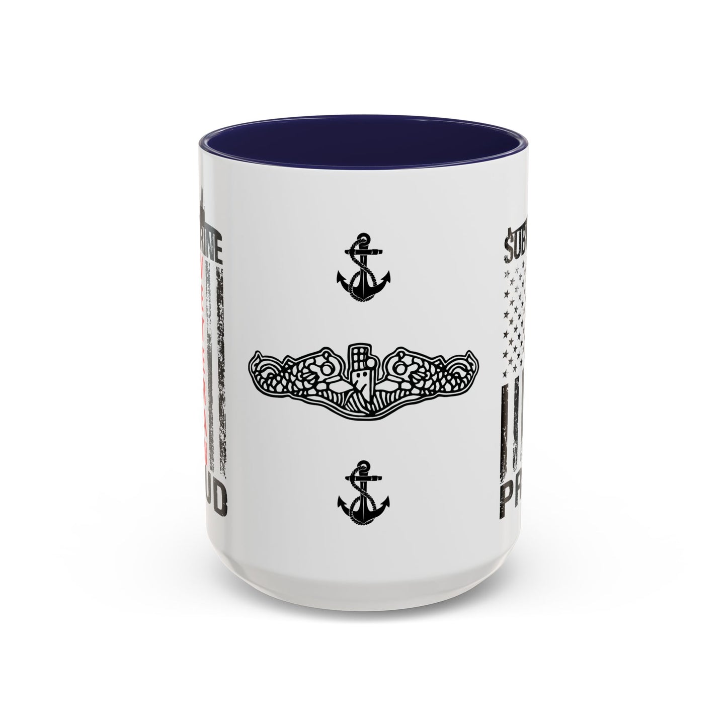 United States Navy Submarine Force Veteran Proud Silent Service USA Distressed Flag Accent Coffee Mugs