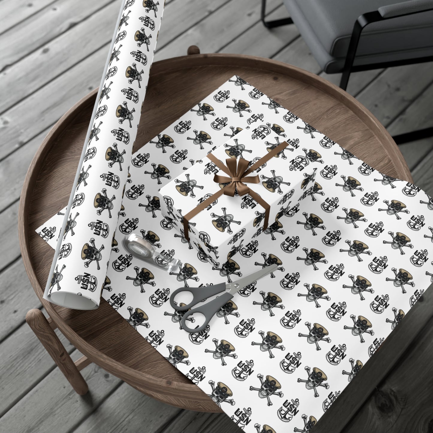 United States Navy Chief Skull & Crossbones with CPO Anchors White Gift Wrap Papers