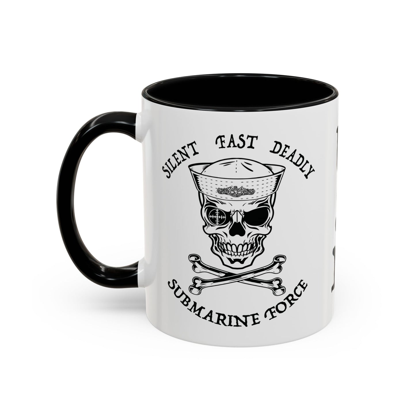 USN Submarine Force Silent Fast Deadly Skull & Crossbones Sailor Accent Coffee Mugs