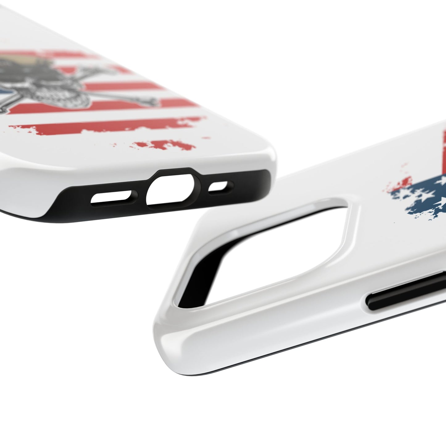 Naval Chief Skull & Crossbones on American Flag White Tough iPhone Case