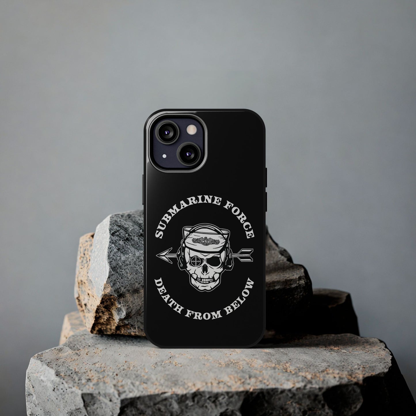 United States Submarine Force Silent Service Death From Below Submarine Sailor Skull Tough Black iPhone Case