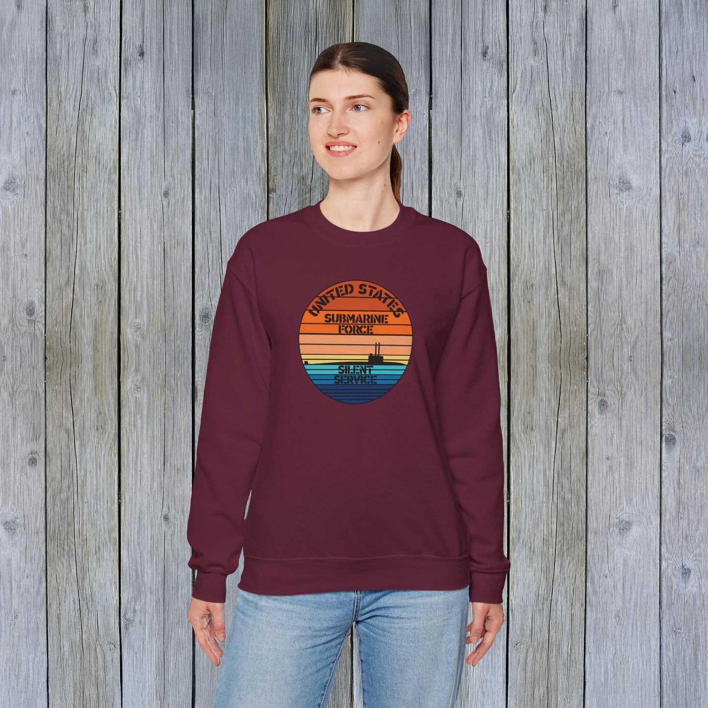 Sunset United States Navy Submarine Force Silent Service Vintage Unisex Heavy Blend™ Crewneck Sweatshirt