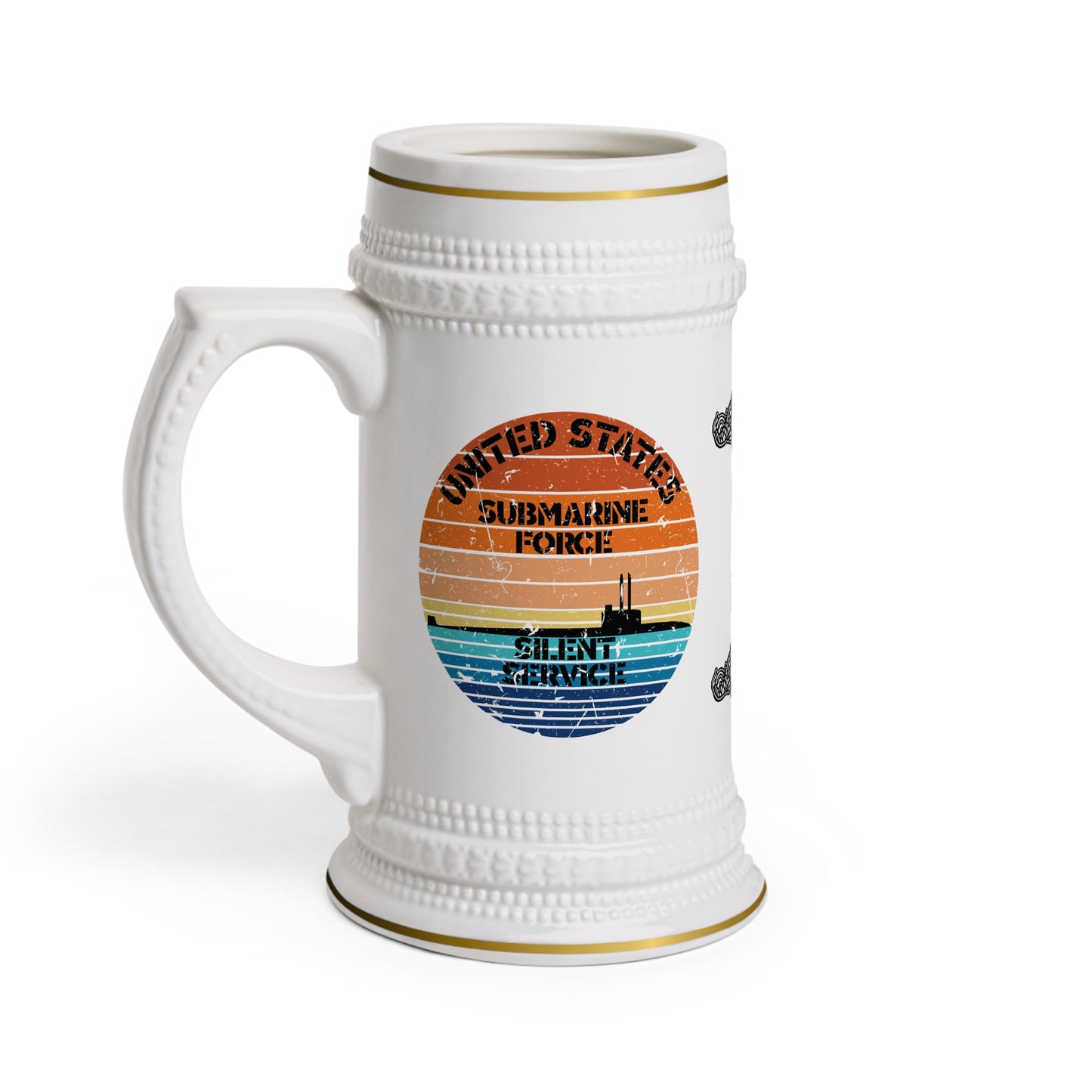 United States Navy Submarine Force Silent Service USN Dolphins Retro Vintage Sunset Distressed Drinking Stein Mug