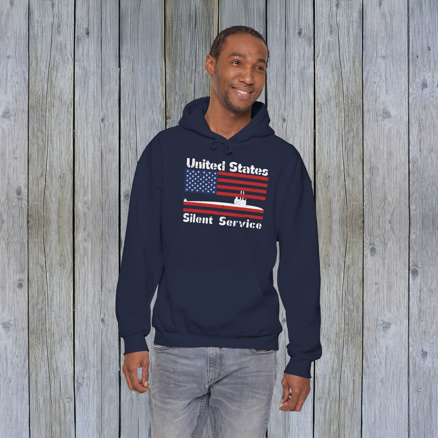 United States Submarine Silent Service Distressed USA Flag Unisex Heavy Blend™ Hooded Sweatshirt