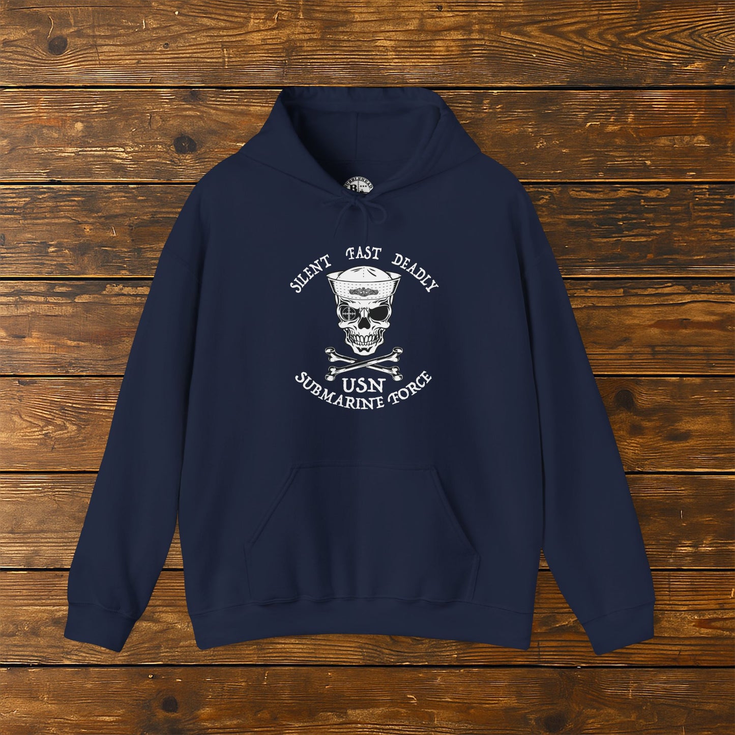 U.S. Submarine Force Silent Fast Skull Crossbones Sailor with Dolphins Unisex Heavy Blend™ Hooded Sweatshirt