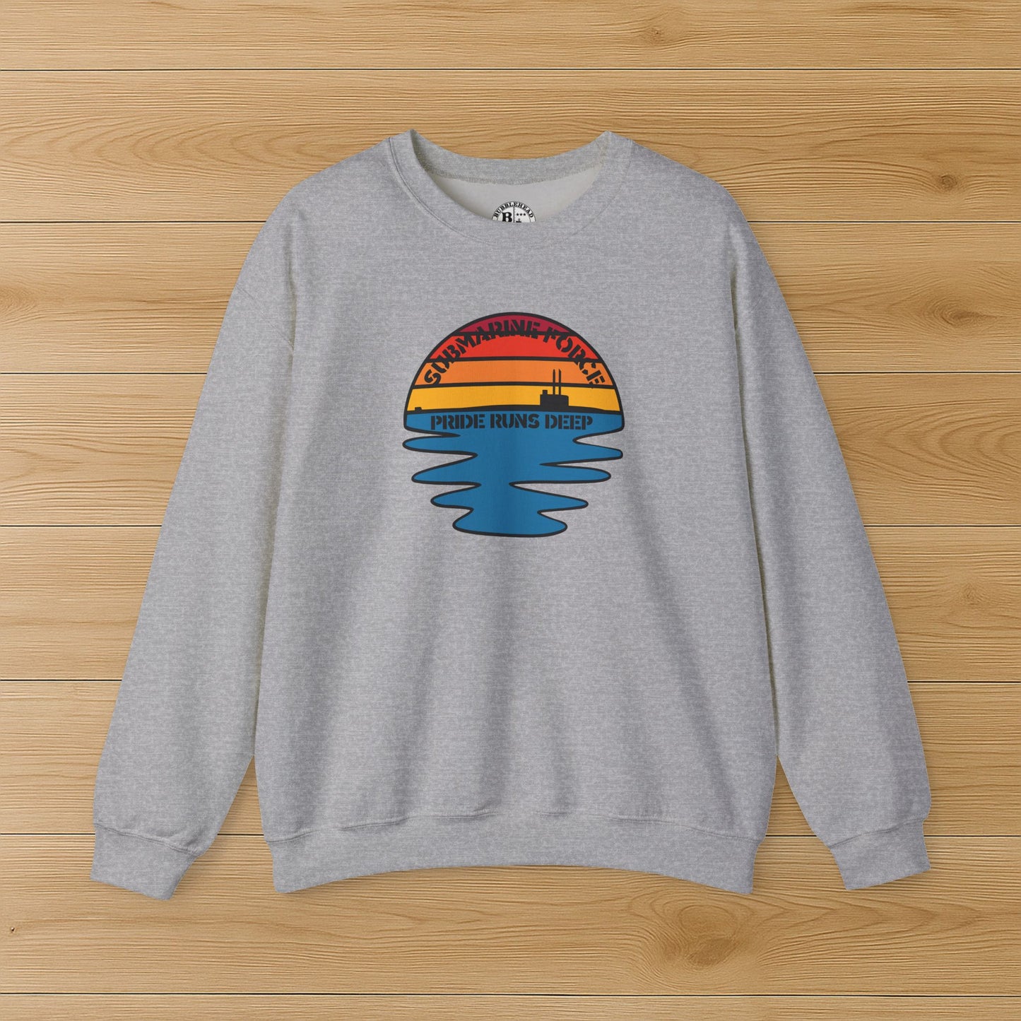 Sunset United States Navy Submarine Force Pride Runs Deep Vintage Mk2 Unisex Heavy Blend™ Crewneck Sweatshirt