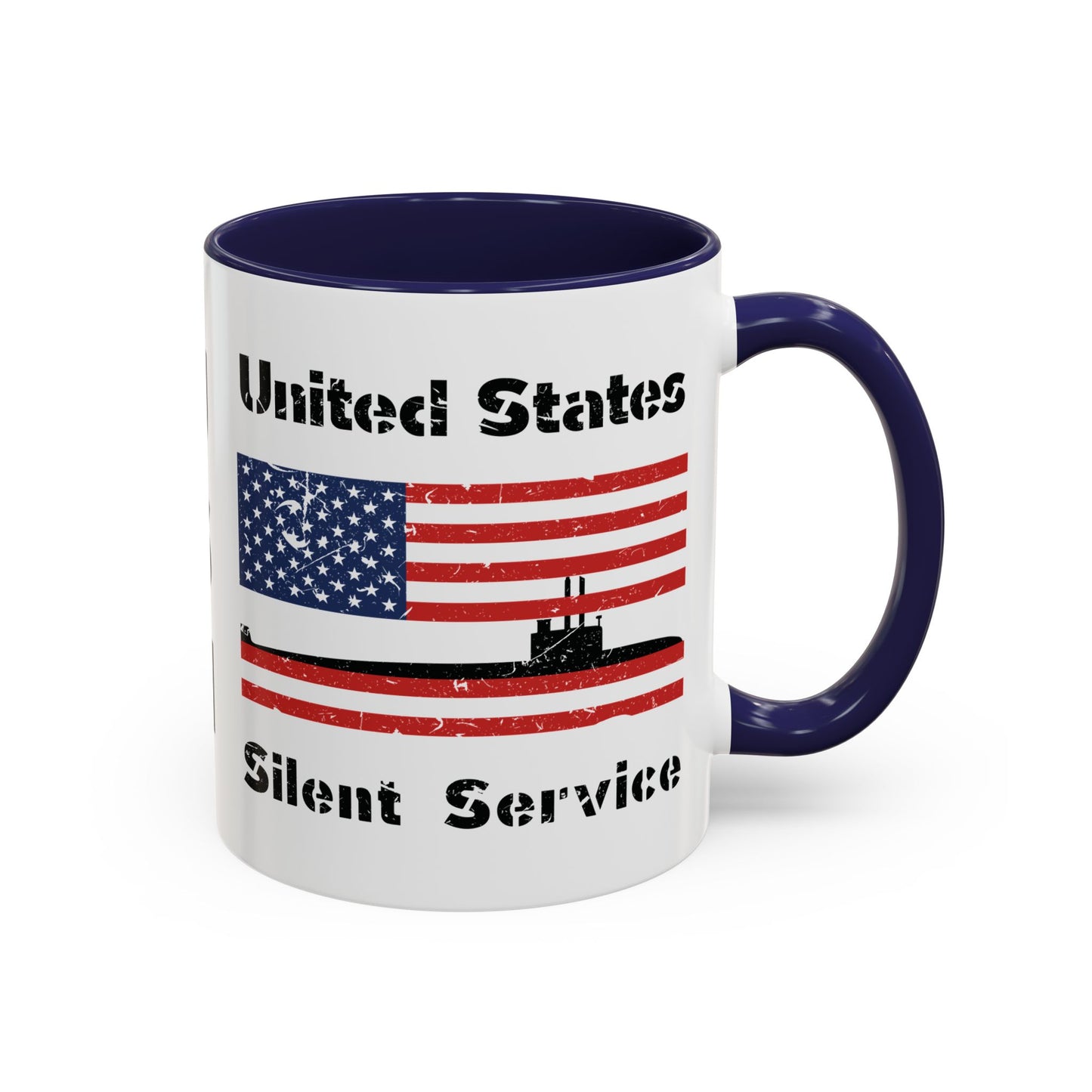 United States Navy Submarine Force Silent Service Distressed American Flag Accent Coffee Mugs
