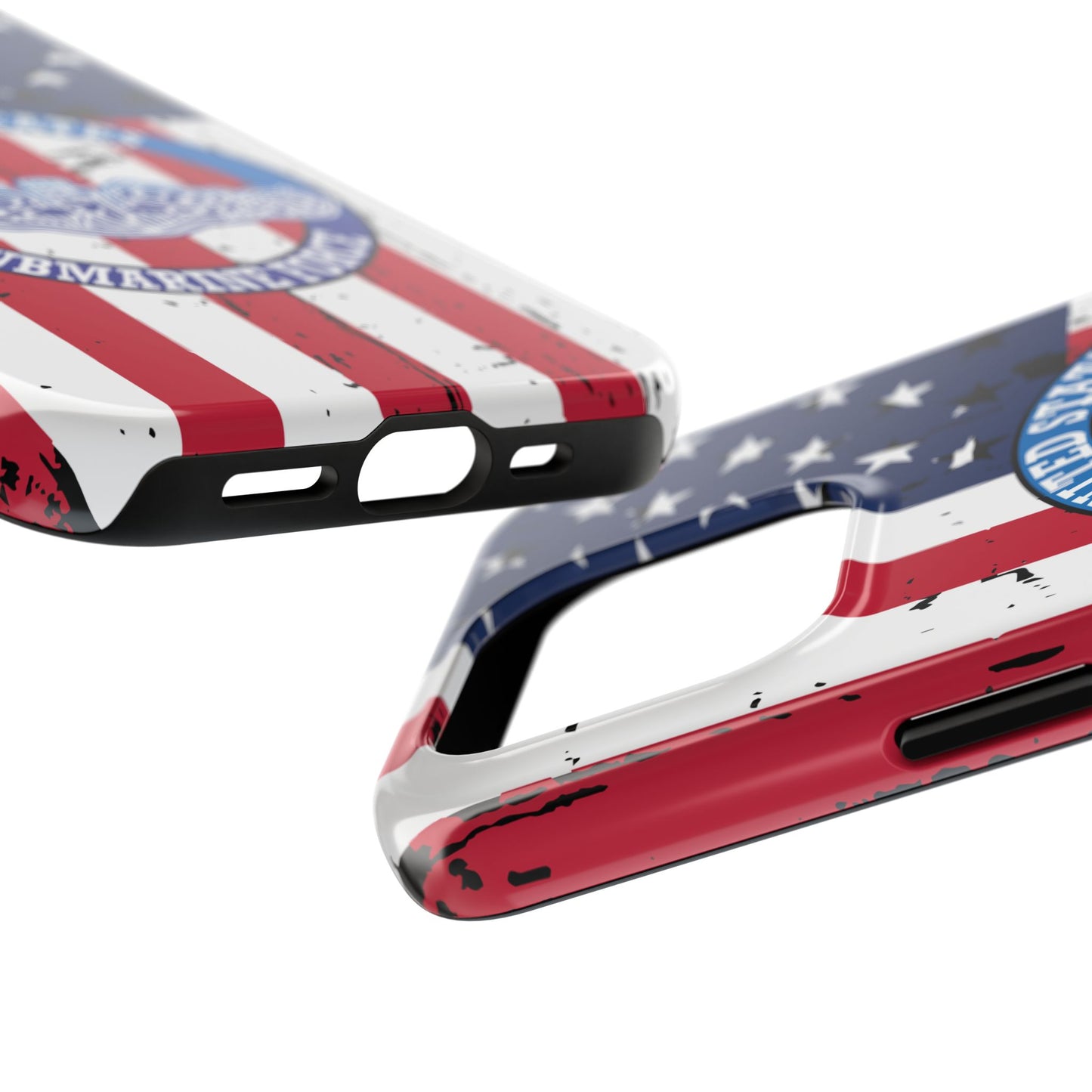 United States Submarine Force Silent Service White Dolphins on American Flag Tough iPhone Case