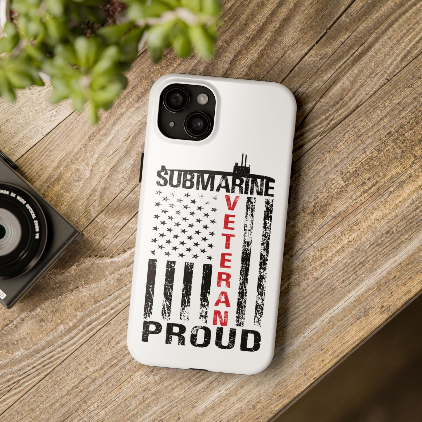 Submarine Veteran Proud Distressed White Flag White Tough iPhone Case