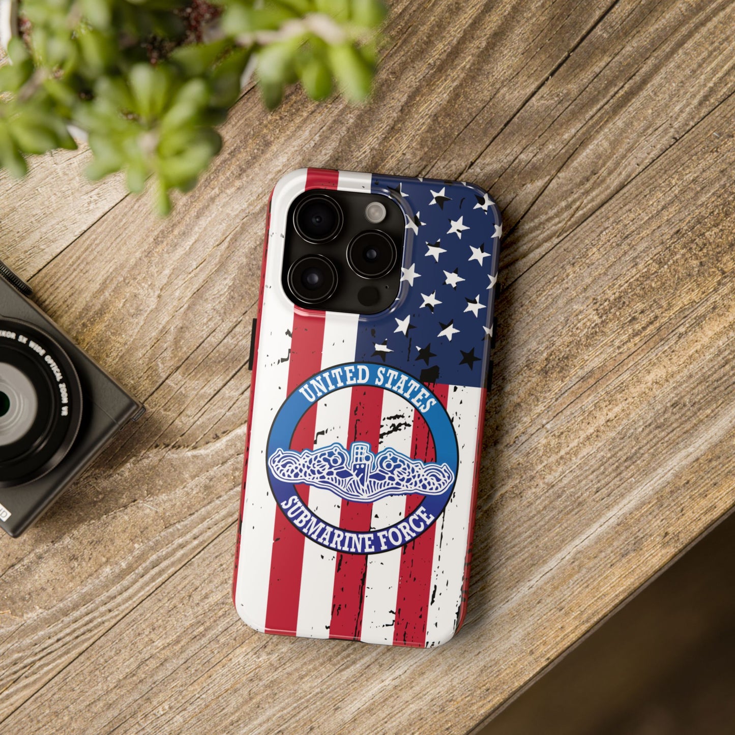 United States Submarine Force Silent Service White Dolphins on American Flag Tough iPhone Case