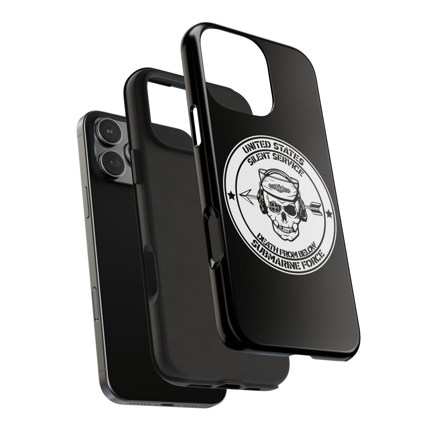 U.S. Submarine Force Silent Service Death From Below Sailor Skull Tough Black iPhone Case