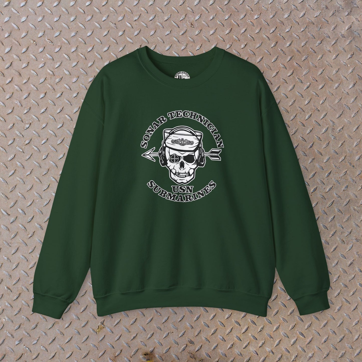 Sonar Technician Submarines STS Sailor Skull US Submarine Force Silent Service Dolphins Unisex Heavy Blend™ Crewneck Sweatshirt