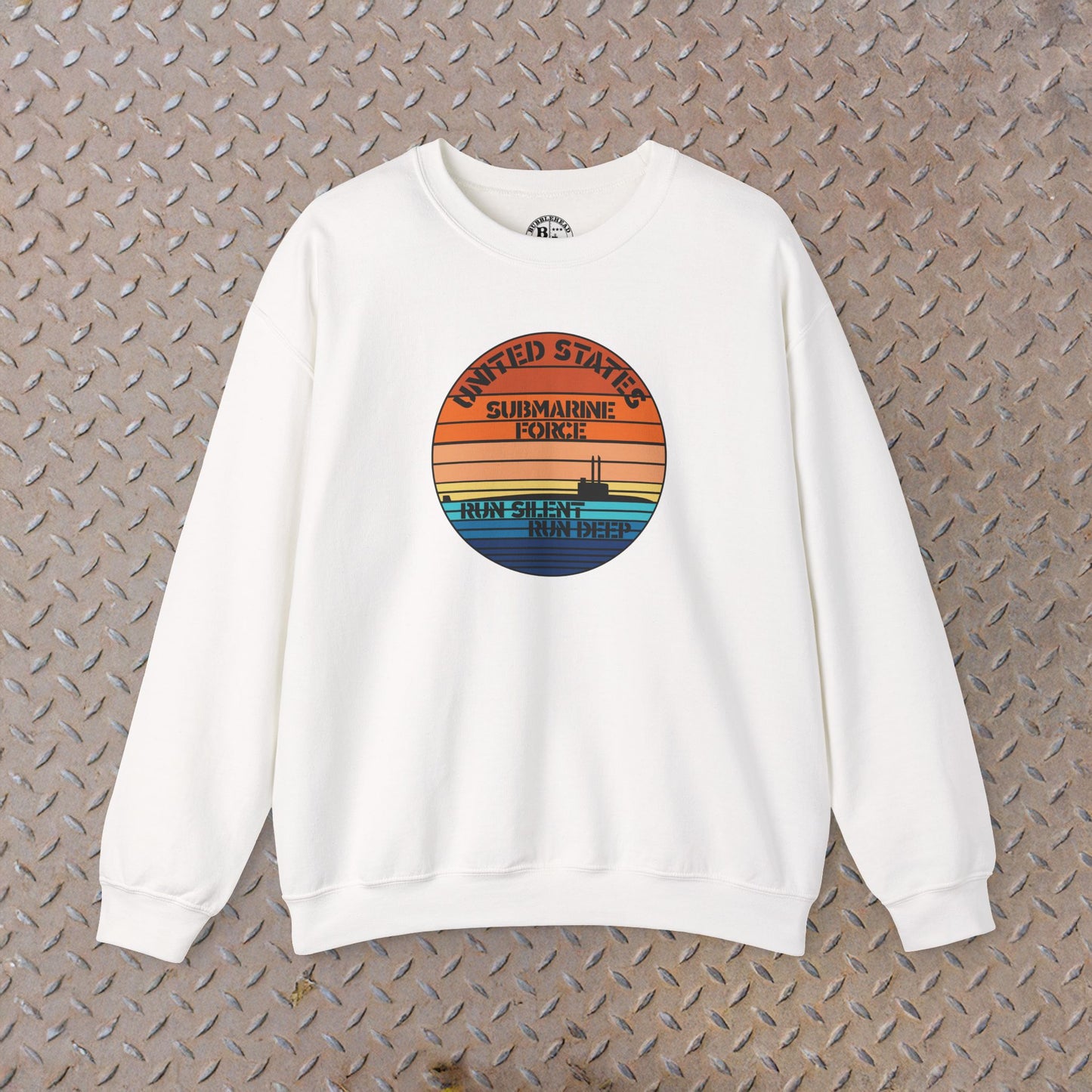 Sunset United States Navy Submarine Force Run Silent Deep Vintage Unisex Heavy Blend™ Crewneck Sweatshirt