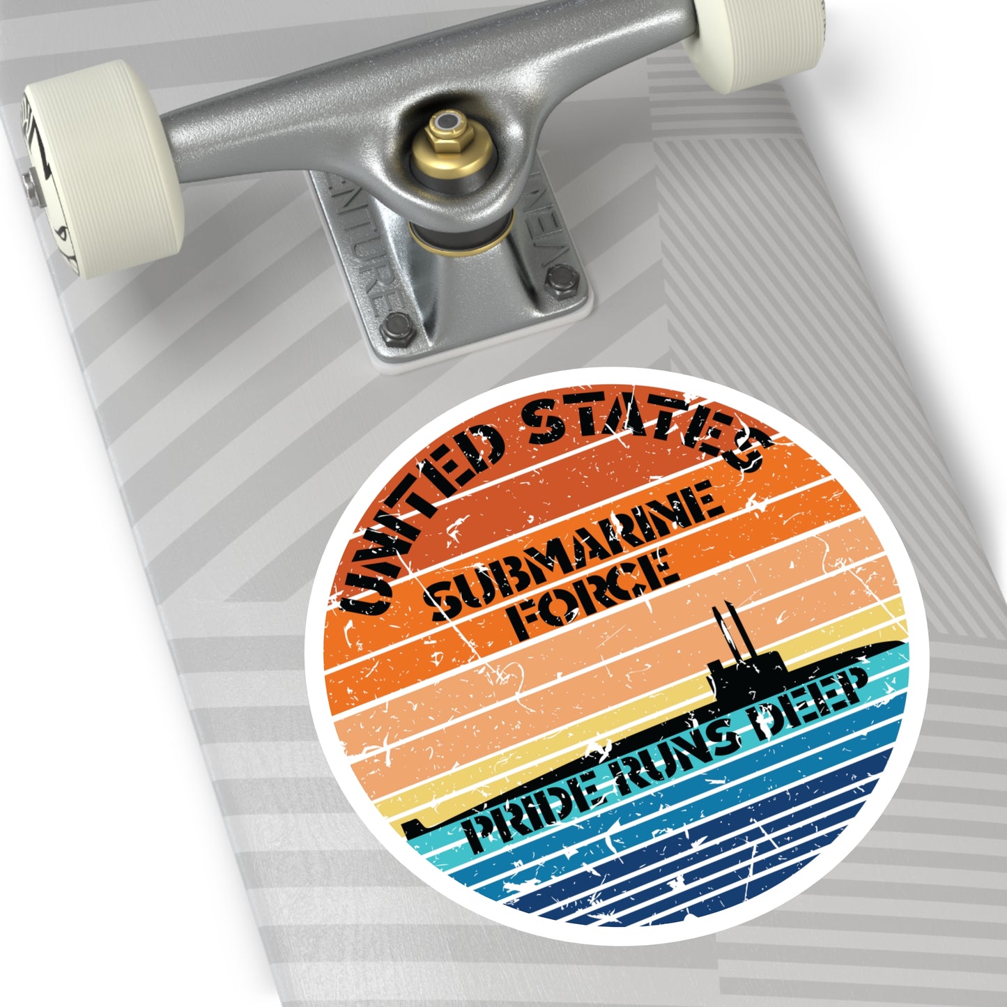 Sunset United States Submarine Force Pride Runs Deep Round Stickers, IndoorOutdoor