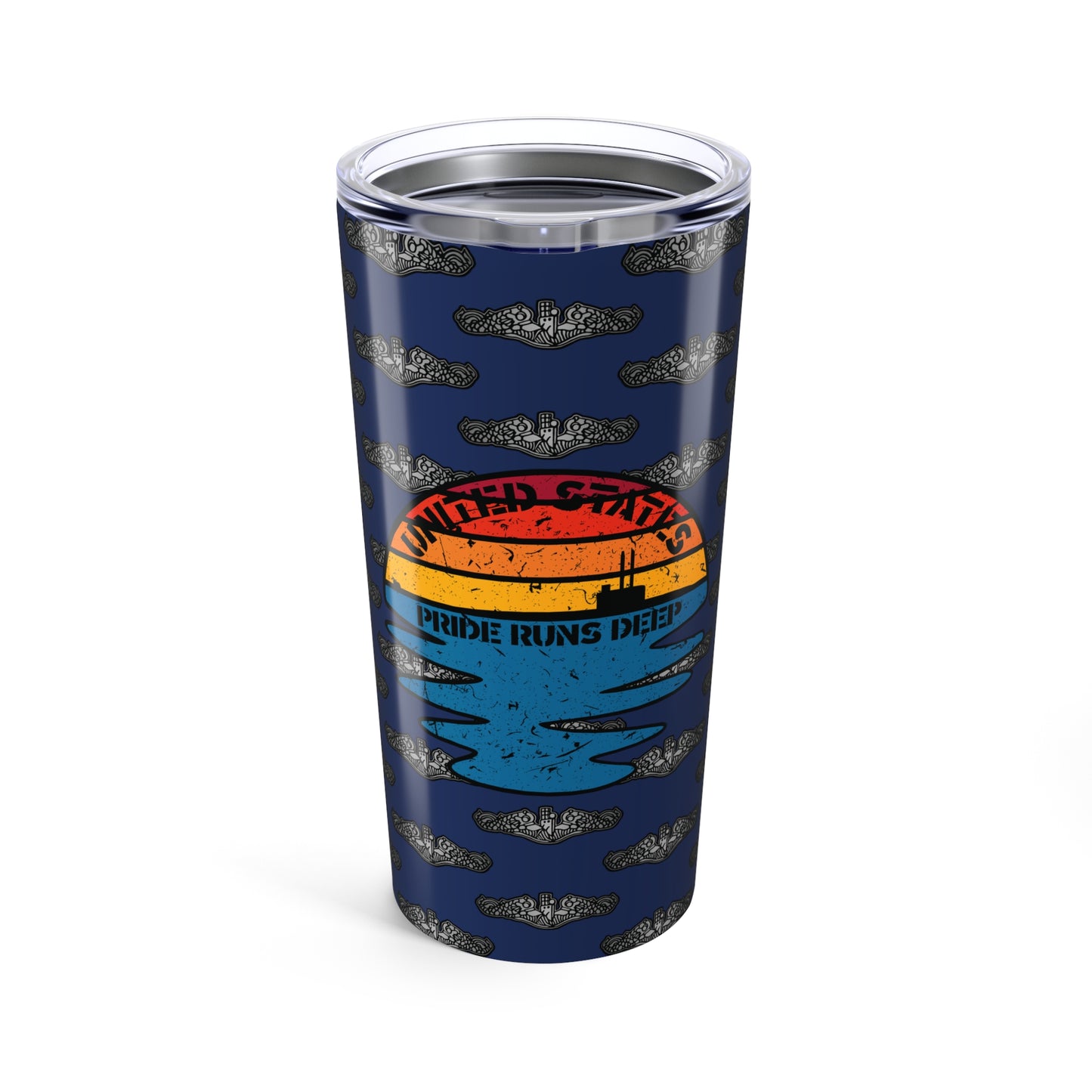 United States Pride Runs Deep Submarine Force Distressed Stainless Steel Tumbler 20oz