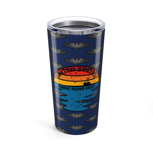 United States Pride Runs Deep Submarine Force Distressed Stainless Steel Tumbler 20oz