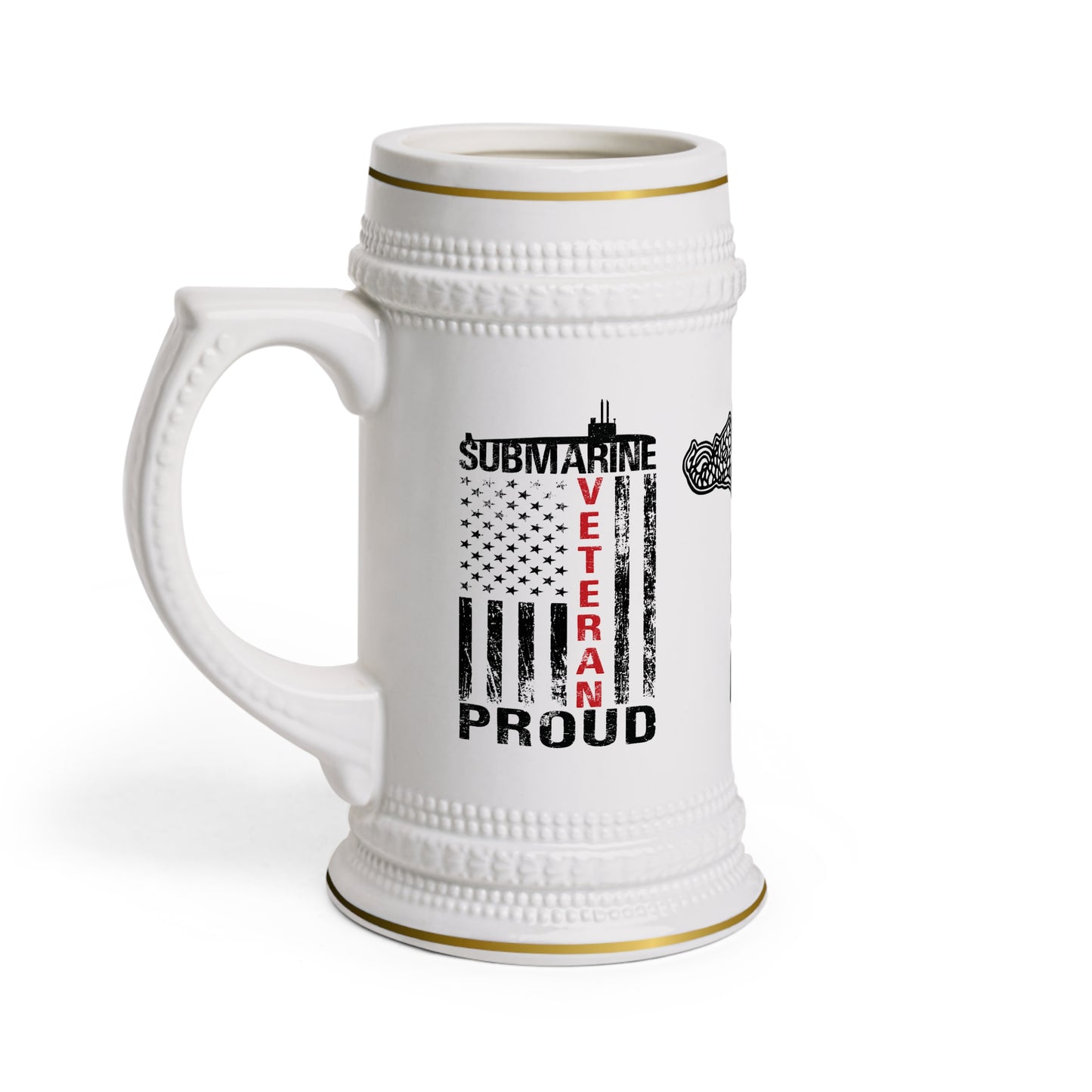 US Navy Submarine Veteran Proud Silent Service USA Distressed Black Flag Stein Mug