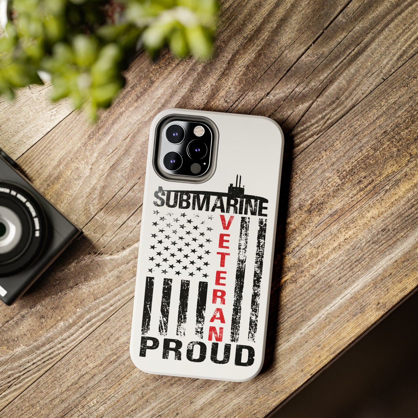 Submarine Veteran Proud Distressed White Flag White Tough iPhone Case