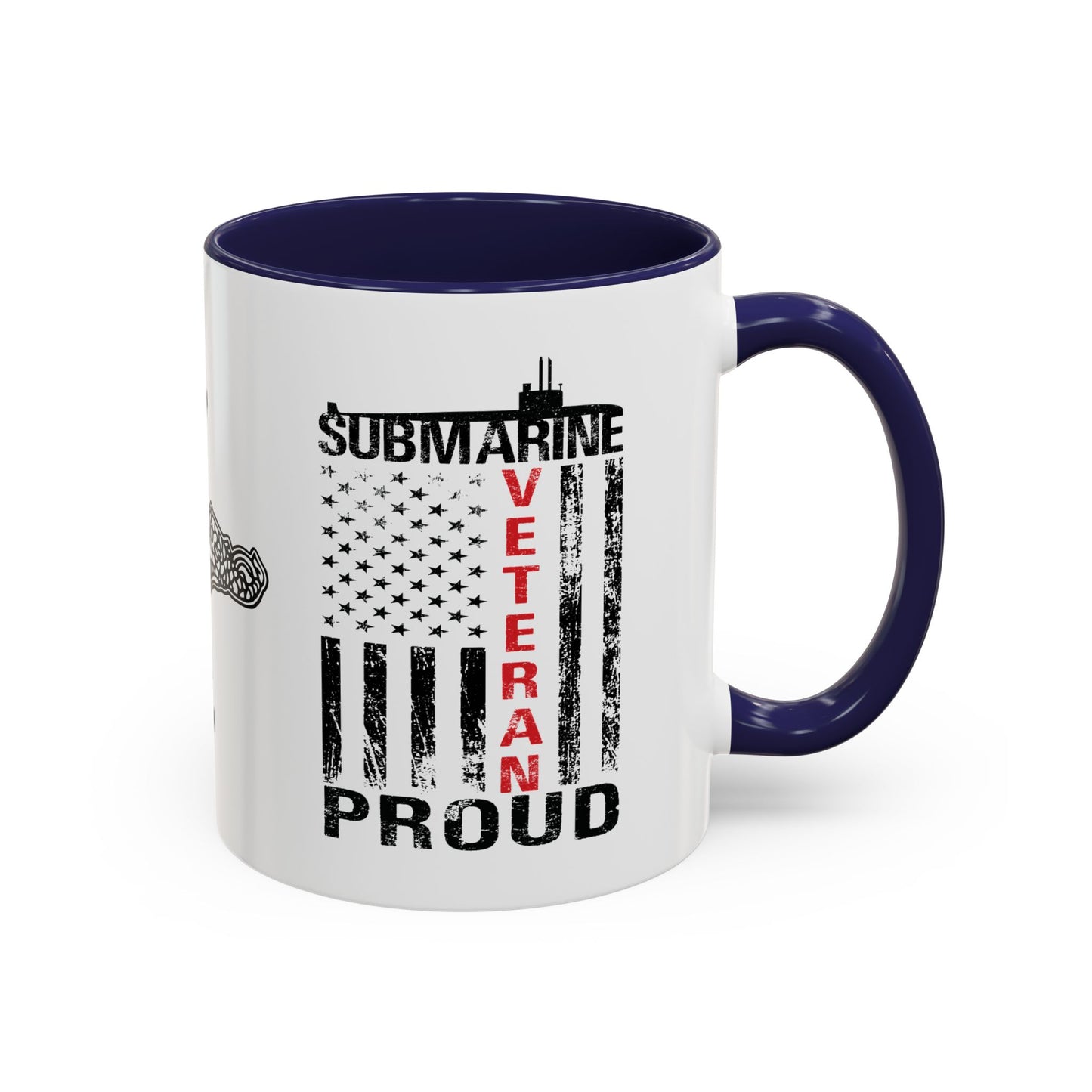 United States Navy Submarine Force Veteran Proud Silent Service USA Distressed Flag Accent Coffee Mugs