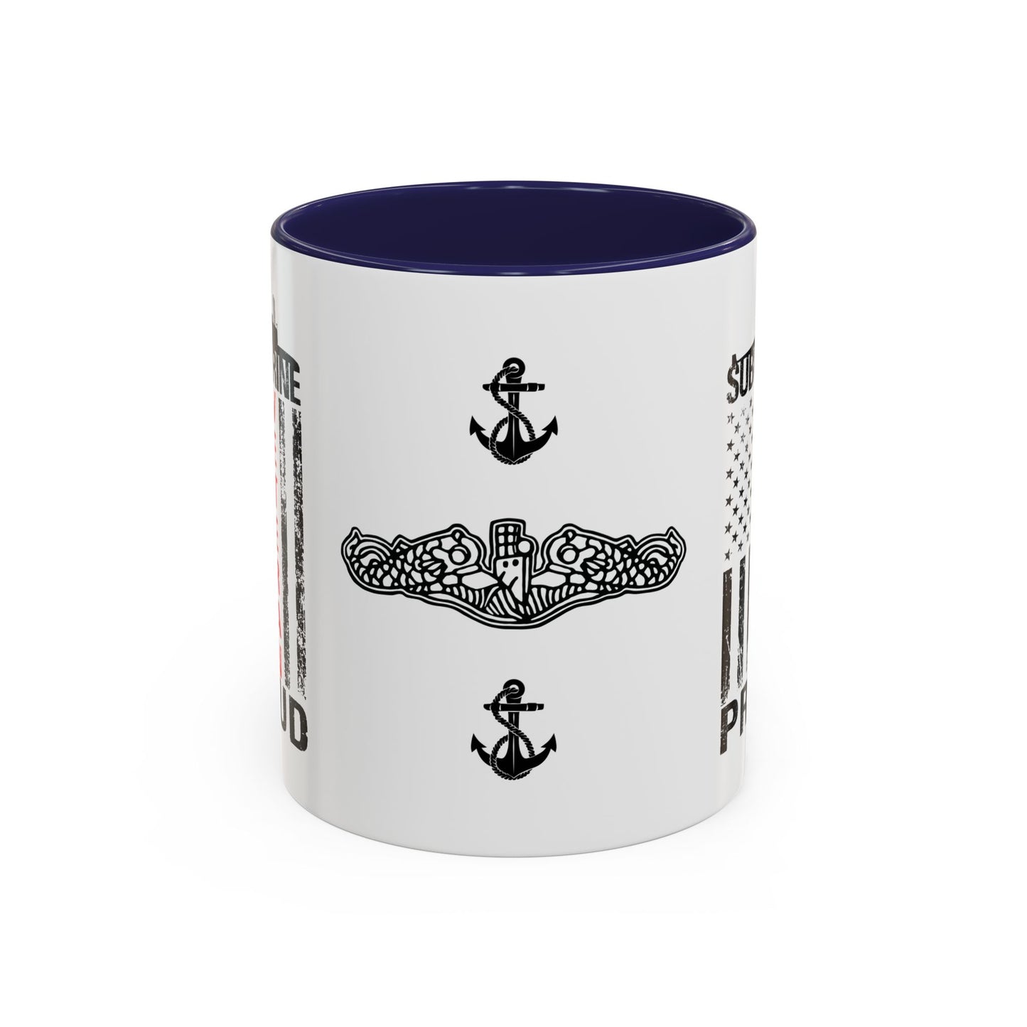 United States Navy Submarine Force Veteran Proud Silent Service USA Distressed Flag Accent Coffee Mugs