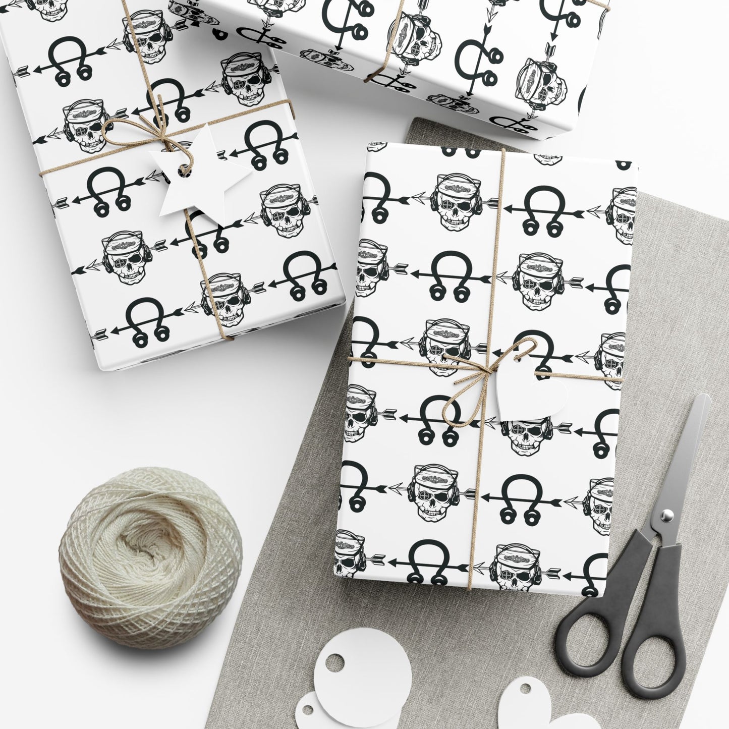 United States Navy Sonar Technician Submarines STS Sailor Skull and Insignia White Gift Wrap Papers