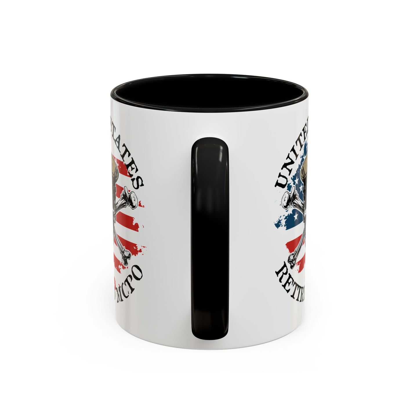United States Navy Retired MCPO Skull Crossbones Master Chief Petty Officer Anchor with Distressed USA Flag Accent Coffee Mugs