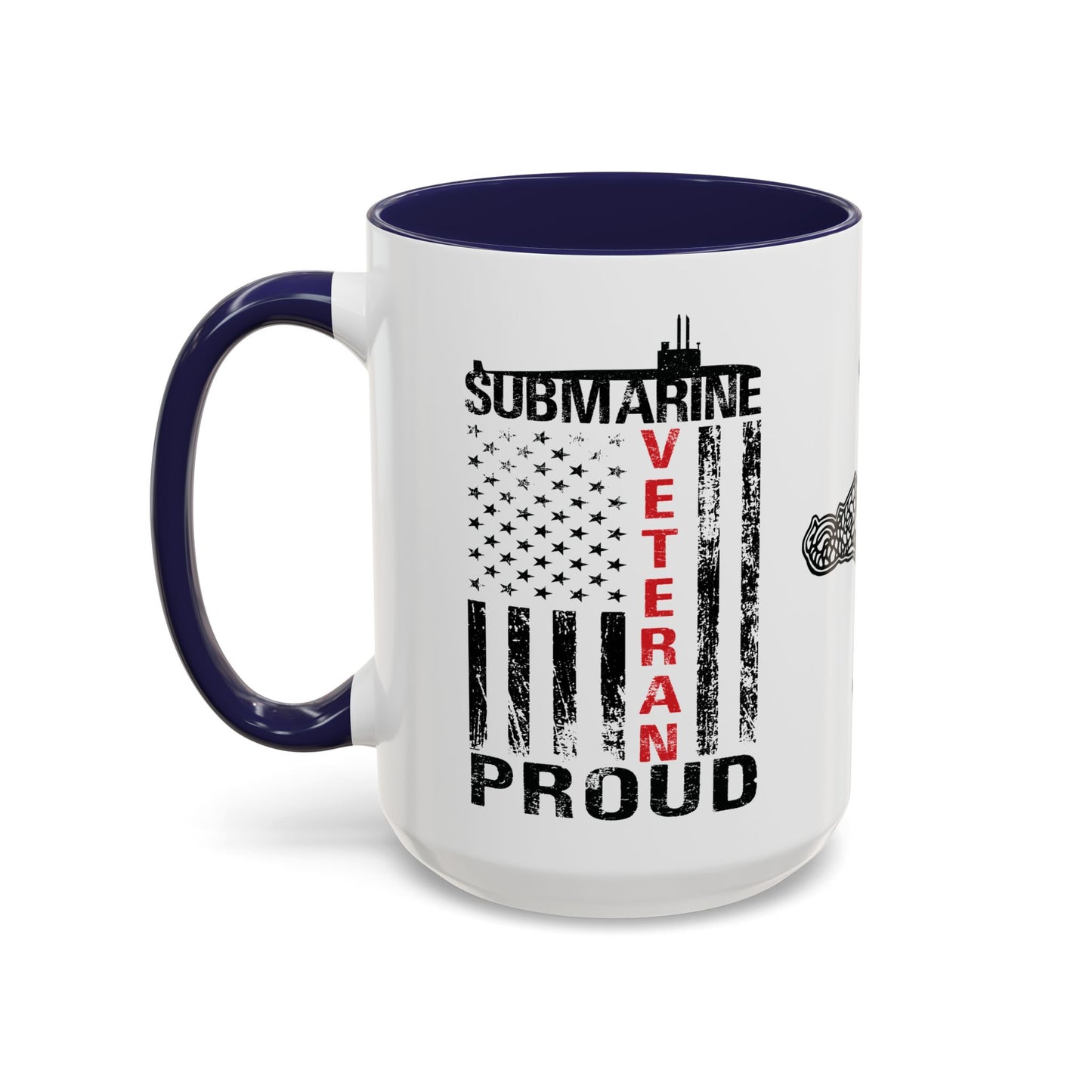 United States Navy Submarine Force Veteran Proud Silent Service USA Distressed Flag Accent Coffee Mugs